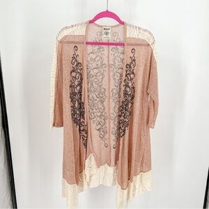 Vocal Open Front Beige Cardigan